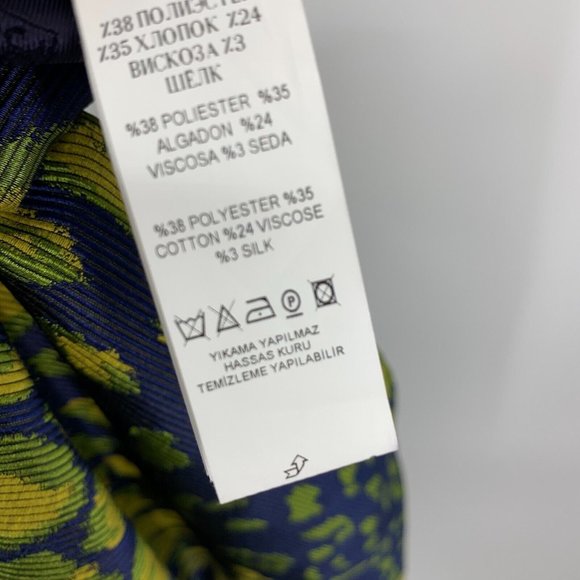 Gizia Skirt Blue Yellow Patterned Pencil Straight Lined - Picture 11 of 11